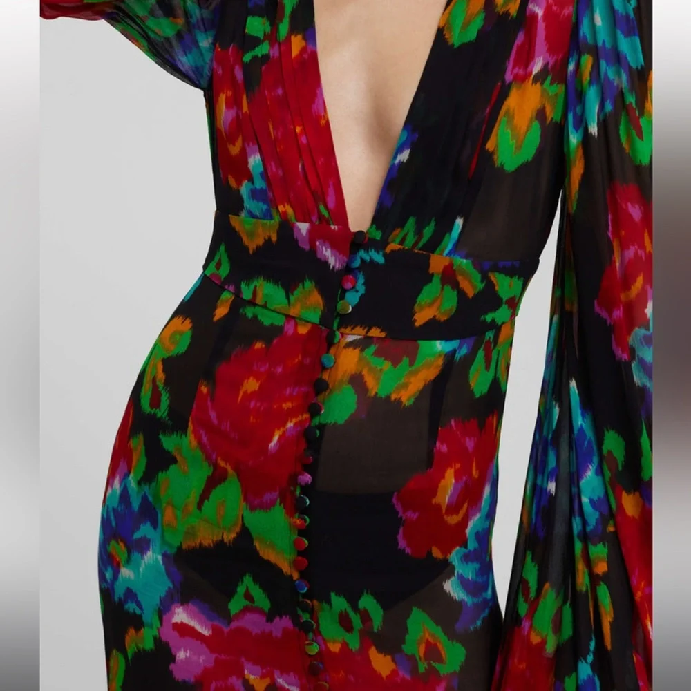 Rat & Boa Floral Maxi Dress - Red, Green, Blue - Picture 3 of 6